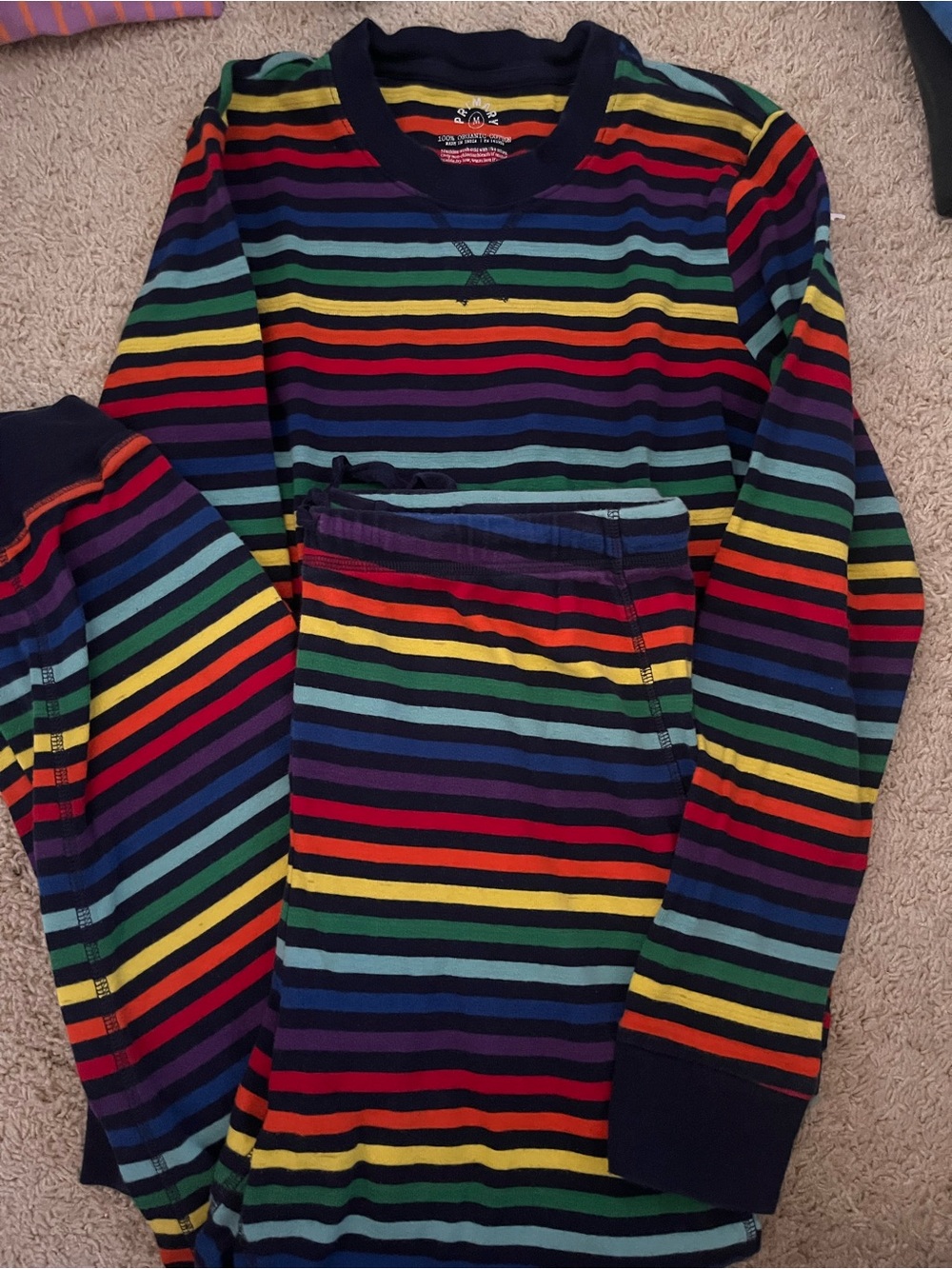 Primary Women’s Rainbow Stripe 100% Cotton Pajama Set, Size Medium